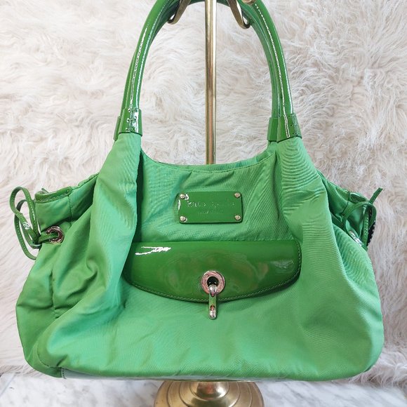 Kate Spade Green Nylon and Patent Leather Shoulder Bag - Picture 2 of 12